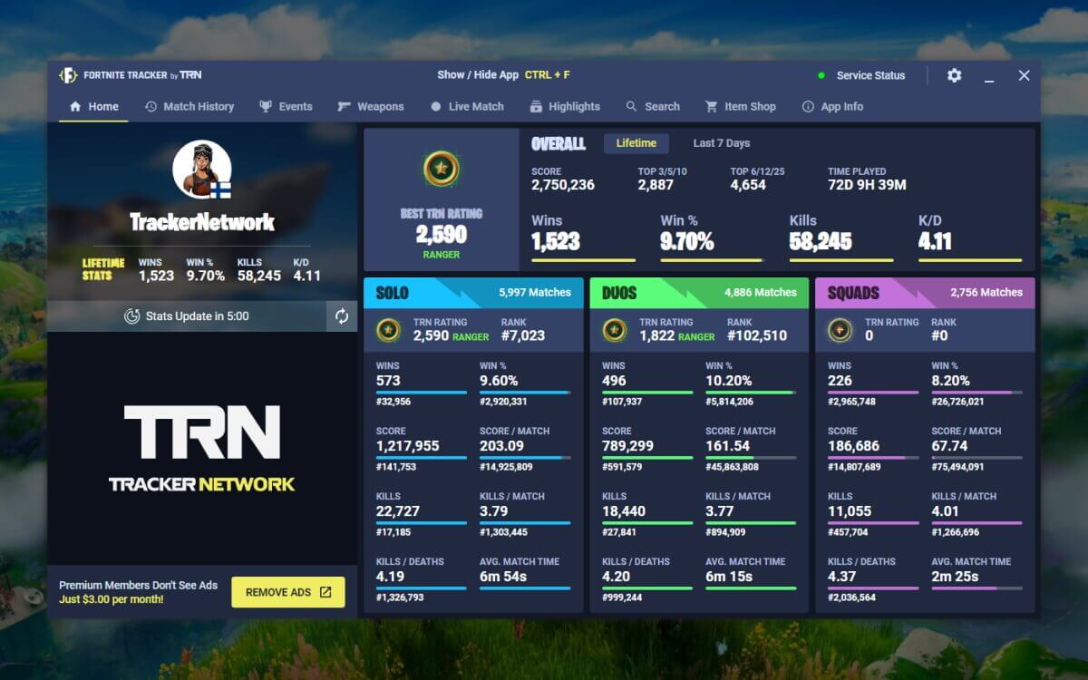 Fortnite Tracker screenshot image