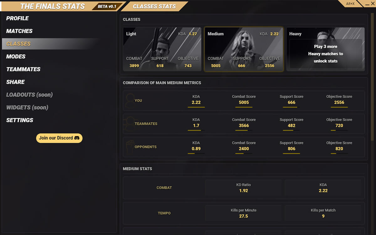 The Finals Stats screenshot image