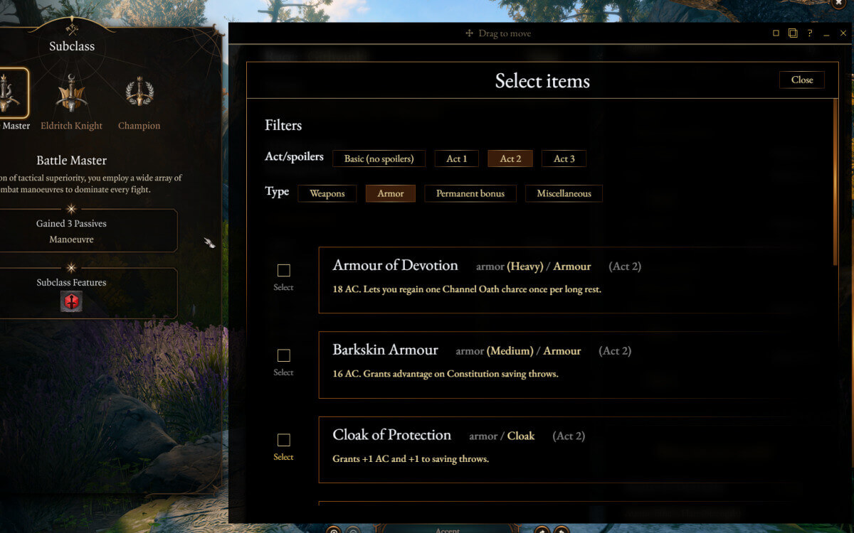 Baldur's Gate 3 Character Builder screenshot image