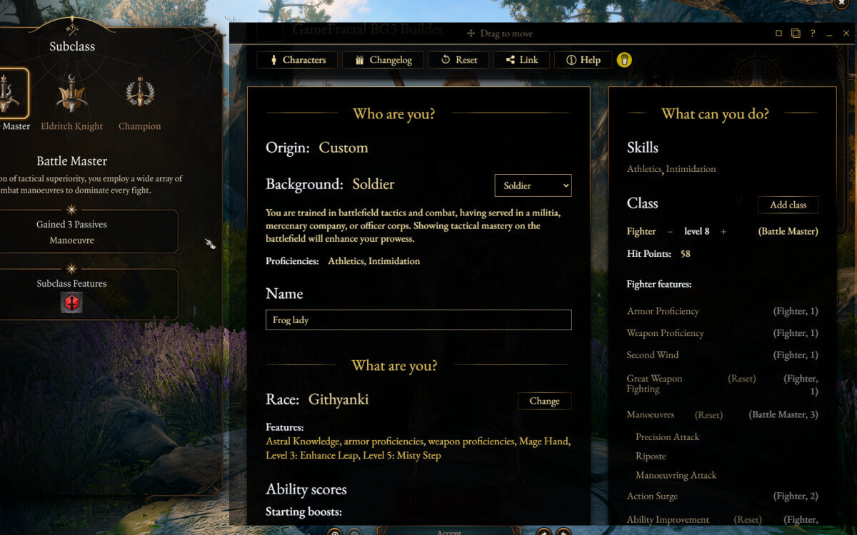 Baldur's Gate 3 Character Builder screenshot image