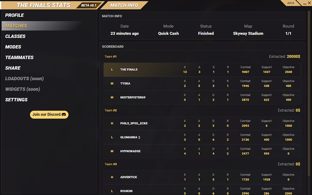 The Finals Stats screenshot image